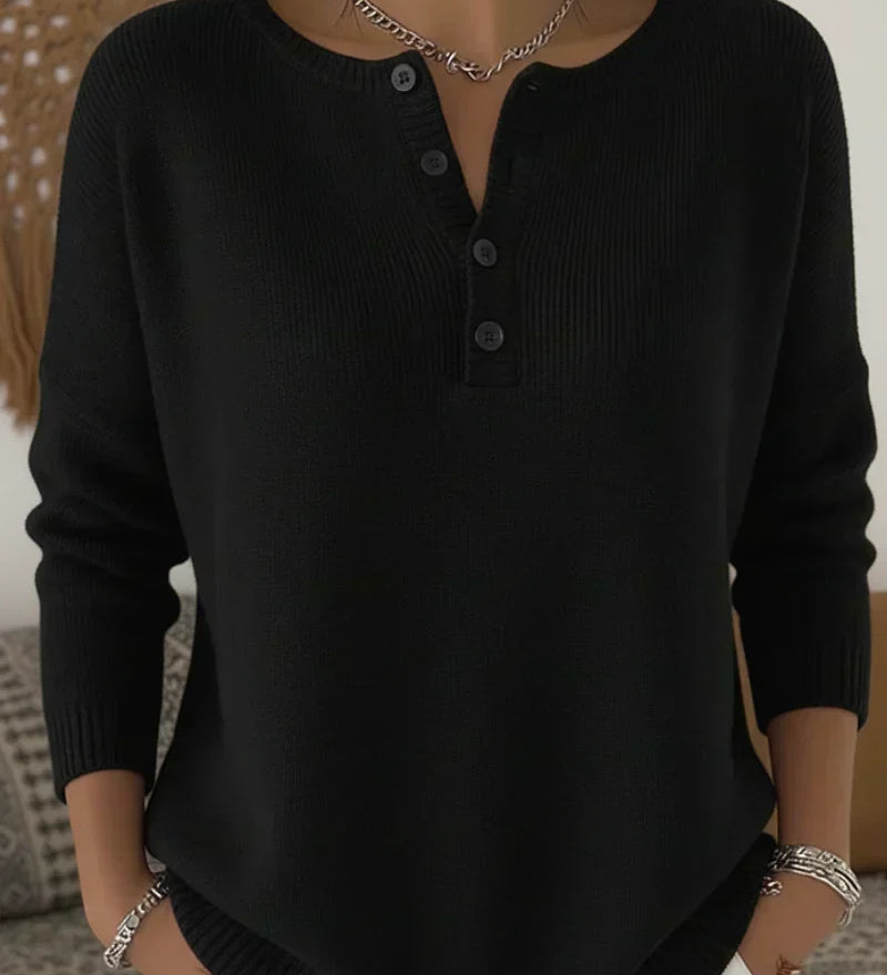 Helena | Henley Button Up Knit Jumper