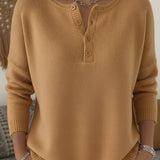 Helena | Henley Button Up Knit Jumper