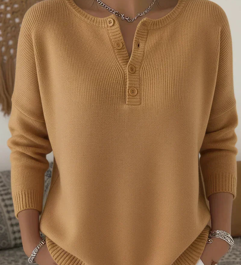 Helena | Henley Button Up Knit Jumper