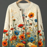 Tansy™ | Vintage Floral Print Cardigan Sweater